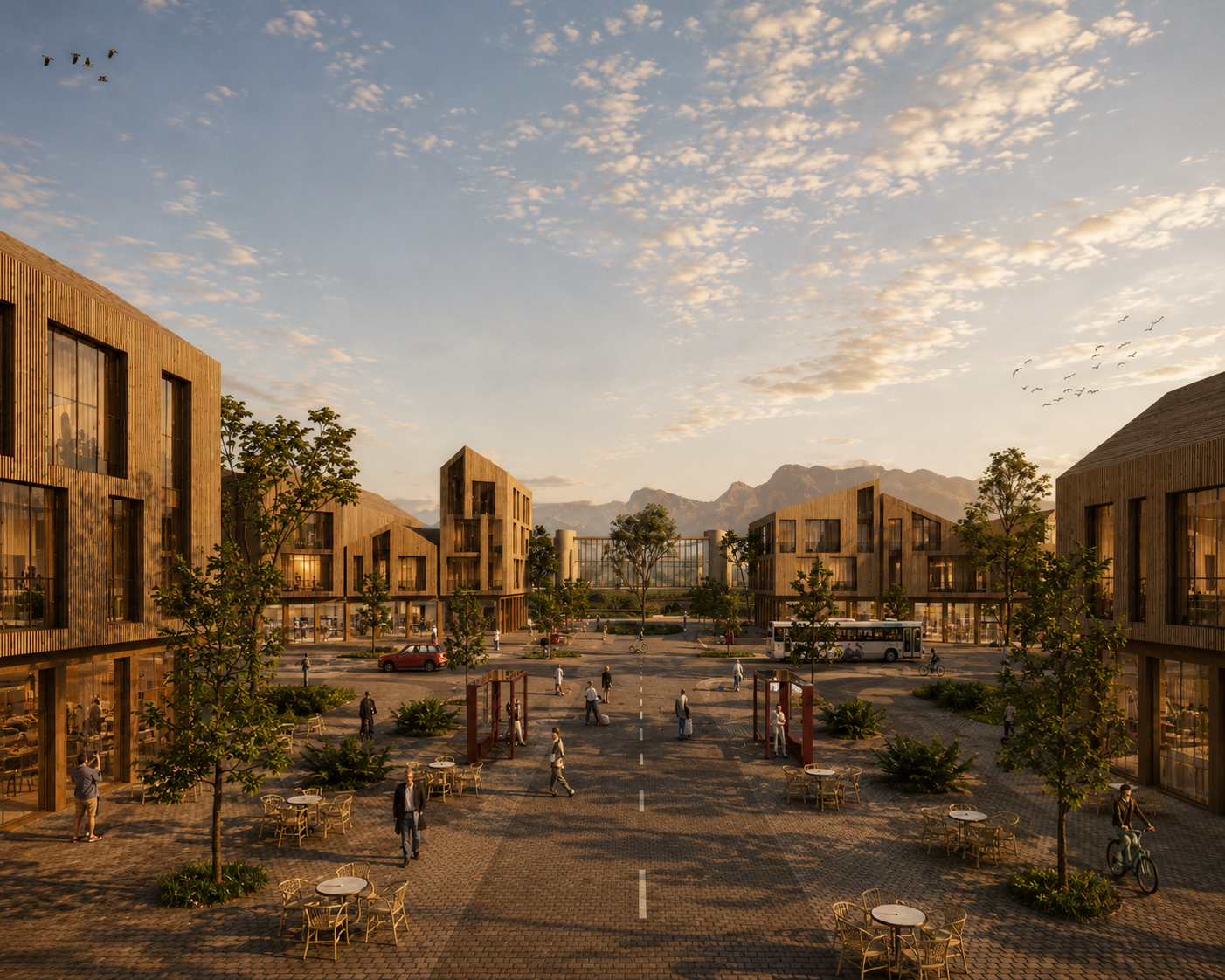 Contemporary urban development proposal demonstrating walkable neighborhoods and mixed-use planning strategies.